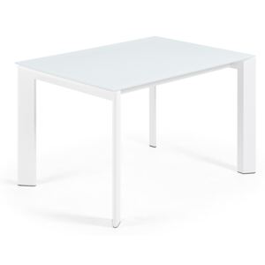 Bílý skleněný rozkládací jídelní stůl LaForma Axis 120/180x80 cm