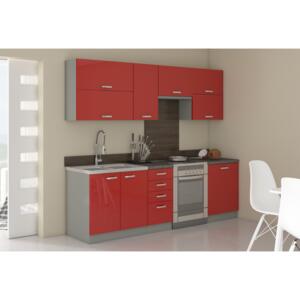 Kuchyně Roslyn 240 cm (šedá + červená)