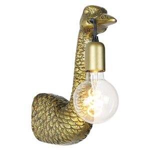 Vintage nástěnná lampa mosaz - velbloudí pták