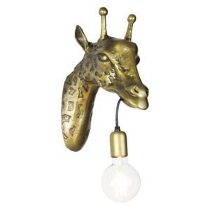 Vintage nástěnná lampa mosaz - žirafa