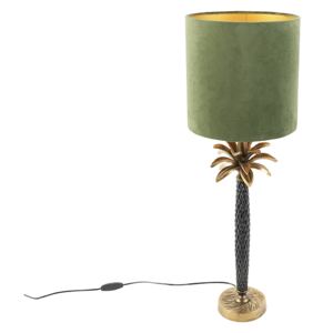 Stolní lampa ve stylu art deco se sametovým odstínem zelené 25 cm - Areka