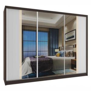 Prostorná zrcadlová skříň 235 cm s posuvnými dveřmi 57