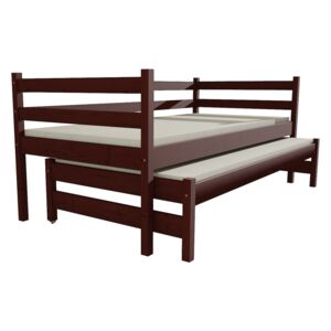 Dřevěná postel s výsuvnou přistýlkou DPV 021 borovice masiv 90 x 200 cm ořech