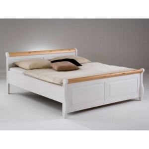Masivní postel z borovice Gustav 140x200 Bílá / antik