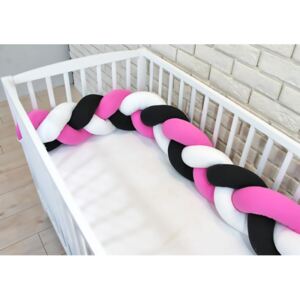 Baby Nellys Mantinel pletený cop - růžová, černá, bílá Rozměry: 160x23