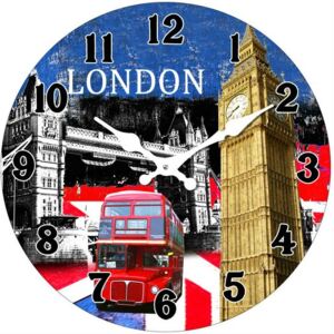 Postershop Nástěnné skleněné hodiny: London (2) - 34 cm