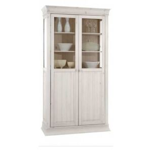 SOB NABYTEK | Bílá vitrína z borovicového dřeva Hancock ED90311716 Bílá antik