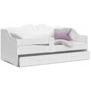 Dětská jednolůžková postel LILI se šuplíkem 160x80 - bílá