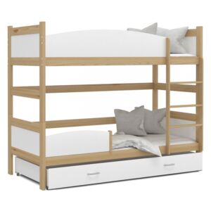 Patrová postel TWIST včetně úložného prostoru (Borovice), Bílá