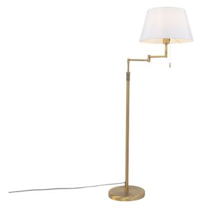 Stojací lampa bronzová s bílým stínidlem a nastavitelným ramenem - Ladas