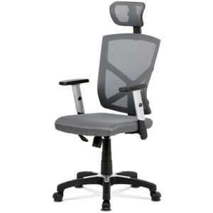 Kancelářská židle, potah šedá látka MESH a síťovina, MESH, černý plastový kříž, KA-H104 GREY
