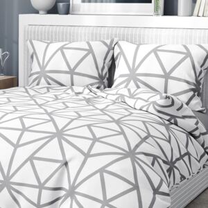 Goldea bavlněné ložní povlečení - vzor 259 šedé geometrické tvary na bílém 140 x 200 a 70 x 90 cm