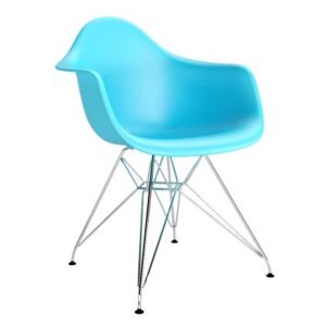 D2.DESIGN Židle P018 PP inspirovaná DAR - modrá (barva oceánu)/nohy chrom