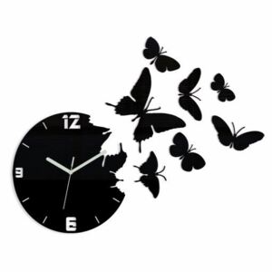 Nalepovací hodiny Butterfly černé