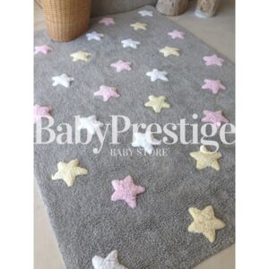 Lorena Canals pratelný dětský koberec s hvězdičkami šedo-růžový