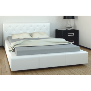 Manželská postel 160x200 cm ekokůže bílá celočalouněná GERET