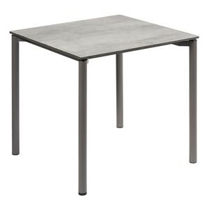Karasek Kovový jídelní stůl Basel, Karasek, čtvercový 80x80x73 cm, kovový rám stříbrná (silver), teco.STAR deska dekor GRAU