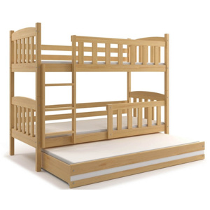 Patrová postel FLORENT 3 + matrace + rošt ZDARMA, 90x200, borovice, bílá