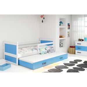 Dětská postel s přistýlkou RICO 2 90x200 cm, bílá/modrá Pěnová matrace
