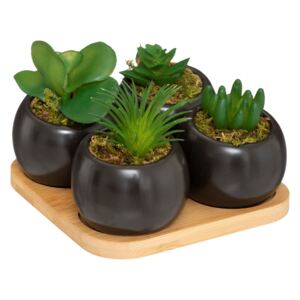 Umělé rostliny, 4 kusy, černé