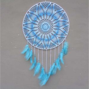 Filcové šití, 4506 Lapač snů modrý melír, průměr 45cm