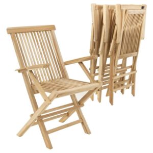 Sada 4 kusů zahradní židle DIVERO skládací - týkové dřevo