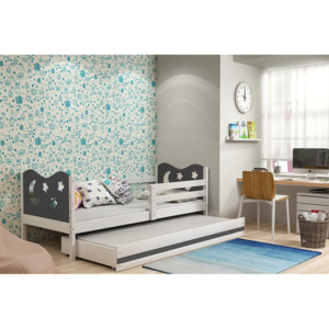 Dětská postel KAMIL 2 + matrace + rošt ZDARMA, 90x200, bílý, grafitová