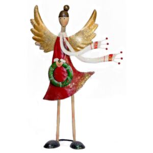 Vánoční kovový Anděl s věnečkem ArtFerro - 50 cm