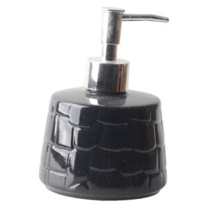 Keramický dávkovač na mýdlo v černé barvě se stříbrnou pumpičkou