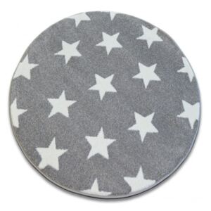 Koberec SKETCH kruh FA68 šedě / bílý hvězdy - 100 cm kruh