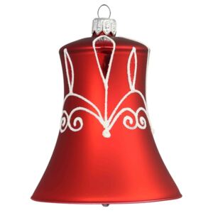 Zvoneček červený bílý dekor