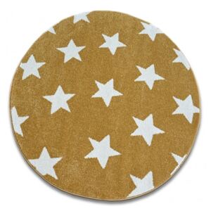 Koberec SKETCH kruh FA68 zlato/krémový hvězdy - 100 cm kruh