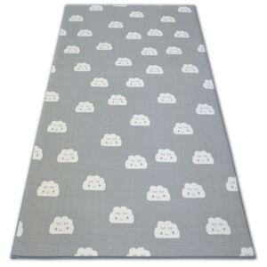 Dětský protiskluzový koberec CLOUDS šedý - 100x100 cm