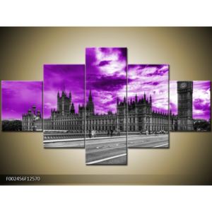 Obraz Westminsterského opatství s fialovou oblohou (F002456F12570)