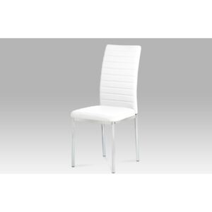 Jídelní židle AC-1285 WT koženka bílá, chrom -POSLEDNÍ 1 KUS-
