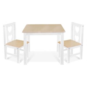BABY NELLYS Dětský nábytek - 3 ks, stůl s židličkami - přírodní ll., bílá, B/06
