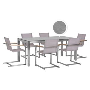 Sada zahradního stolu HPL s betonovou povrchovou úpravou a 6 béžových židlí GROSSETO / COSOLETO