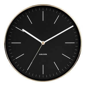 Černé nástěnné hodiny - Karlsson Minimal Black, Ø 27,5 cm