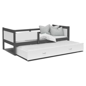 Dětská postel TWIST P2 80x190 cm s šedou konstrukcí v bílé barvě s přistýlkou