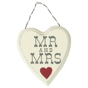 Dekorační závěsné srdce Mr & Mrs
