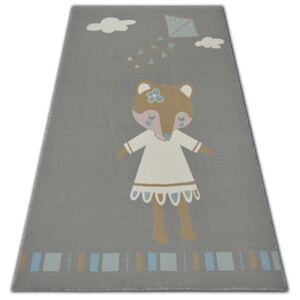 Dětský protiskluzový koberec LOKO Myška šedý - 120x170 cm
