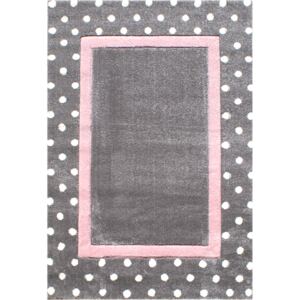 LIVONE Dětský koberec Tečky stříbrná-šedá/růžová Dots Varianta: 120x180 cm