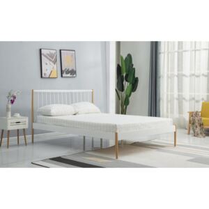 LEMI 120 cm łóżko metalowe biały / naturalny (2p=1szt)