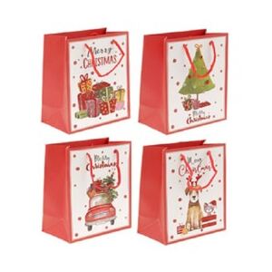 Dárková vánoční taška s glitry červená - 26x12x32 cm