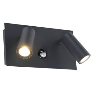 Venkovní nástěnná lampa tmavě šedá IP54 včetně LED pohybového senzoru - Simon