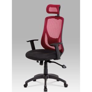 Autronic - Kancelářská židle, synchronní mech., černá + červená MESH, plast. kříž - KA-A186 RED