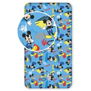 Jerry Fabrics Bavlněné licenční prostěradlo 90x200 s gumou Mickey 043 Hey