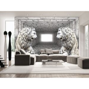 3D tapeta lví strážci White + lepidlo ZDARMA Velikost (šířka x výška): 250x175 cm