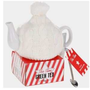 EXCELLENT Konvice na čaj v pletené čepici s balíčkem čaje vánoční edice