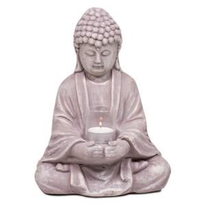 Buddha - svícen Feng Shui - šedý